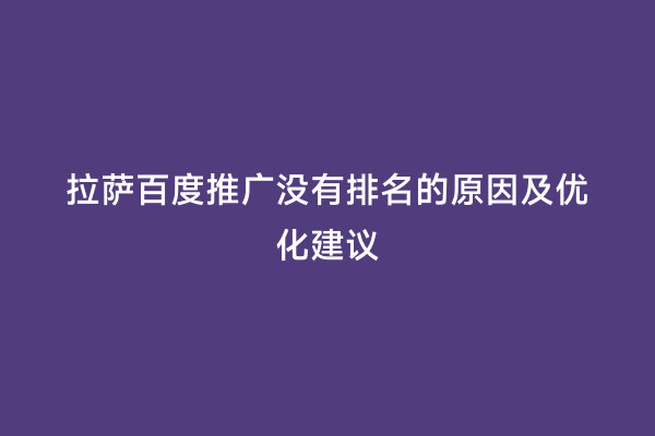 拉萨百度推广没有排名的原因及优化建议