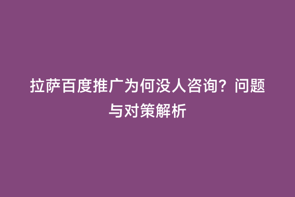 拉萨百度推广为何没人咨询？问题与对策解析