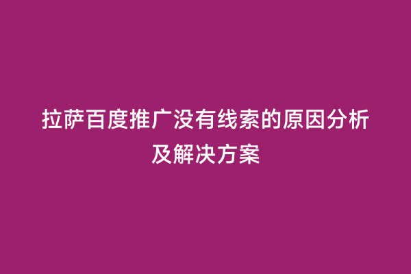 拉萨百度推广没有线索的原因分析及解决方案