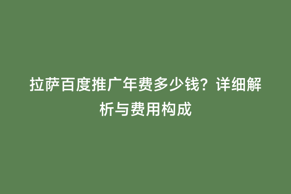 拉萨百度推广年费多少钱？详细解析与费用构成