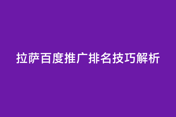 拉萨百度推广排名技巧解析