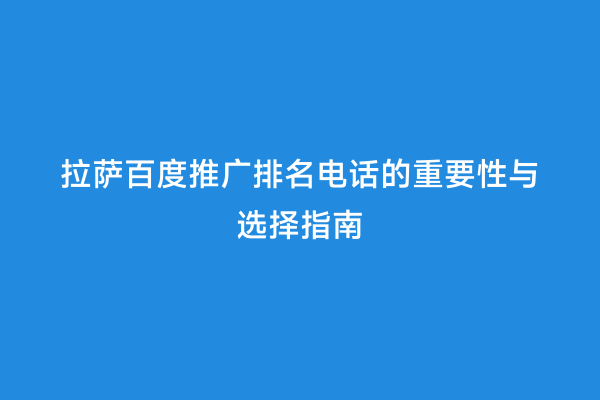 拉萨百度推广排名电话的重要性与选择指南