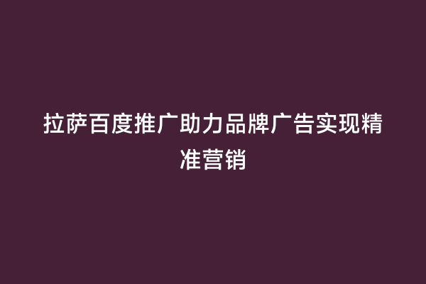 拉萨百度推广助力品牌广告实现精准营销