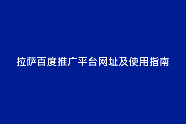 拉萨百度推广平台网址及使用指南