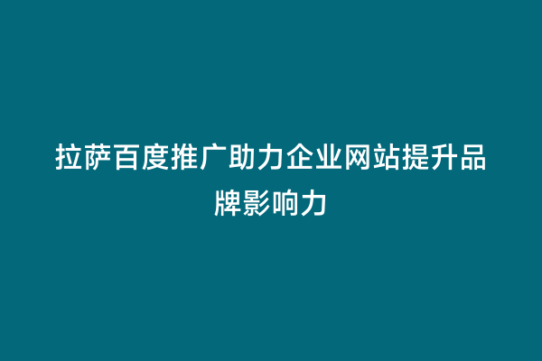 拉萨百度推广助力企业网站提升品牌影响力