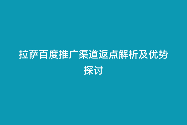 拉萨百度推广渠道返点解析及优势探讨