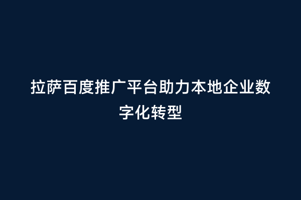 拉萨百度推广平台助力本地企业数字化转型