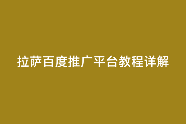 拉萨百度推广平台教程详解