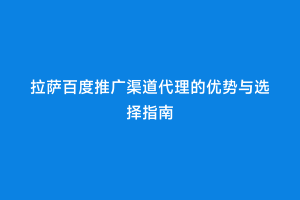 拉萨百度推广渠道代理的优势与选择指南