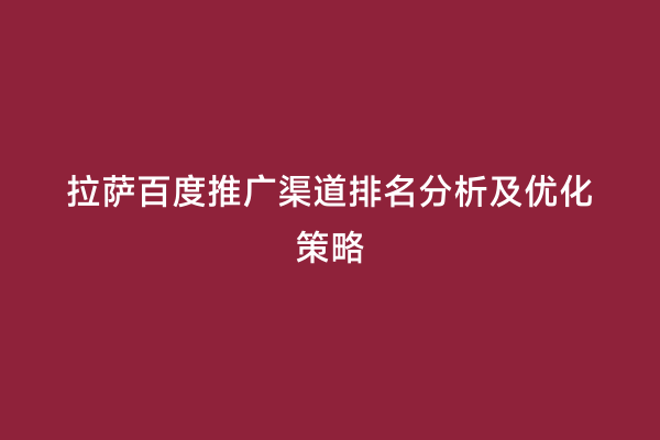 拉萨百度推广渠道排名分析及优化策略