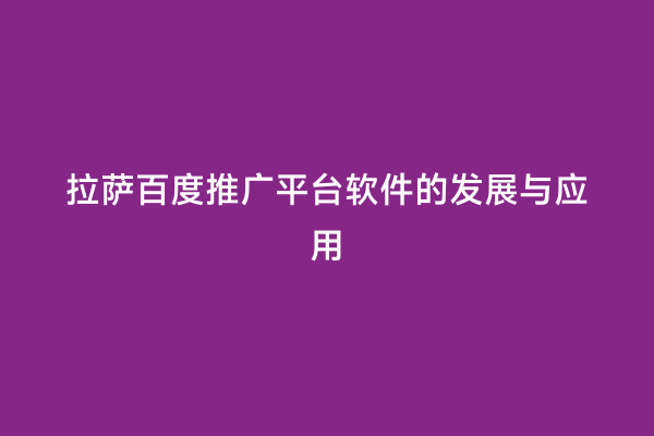 拉萨百度推广平台软件的发展与应用