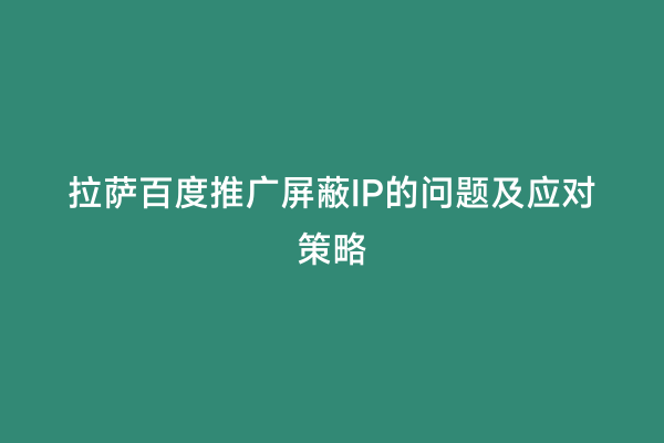 拉萨百度推广屏蔽IP的问题及应对策略