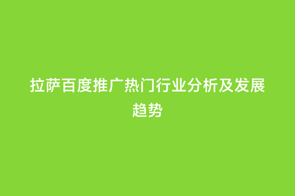 拉萨百度推广热门行业分析及发展趋势