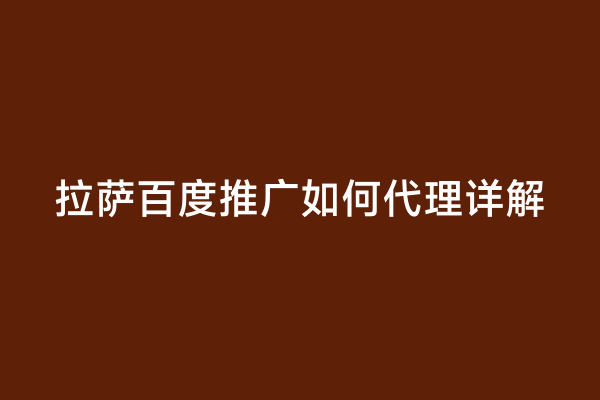 拉萨百度推广如何代理详解