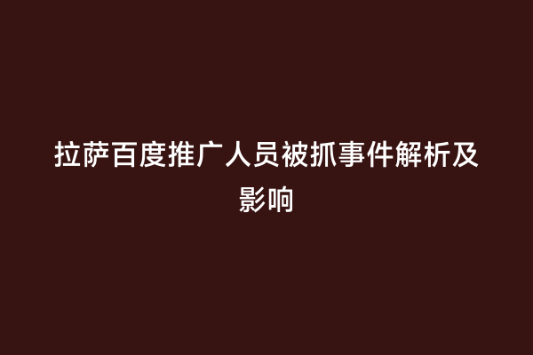 拉萨百度推广人员被抓事件解析及影响