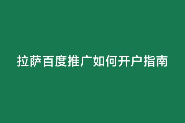 拉萨百度推广如何开户指南