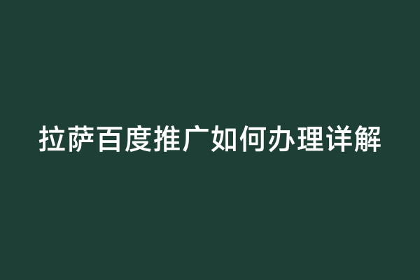 拉萨百度推广如何办理详解