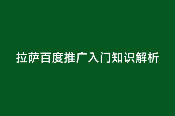 拉萨百度推广入门知识解析