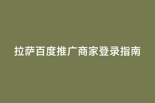 拉萨百度推广商家登录指南