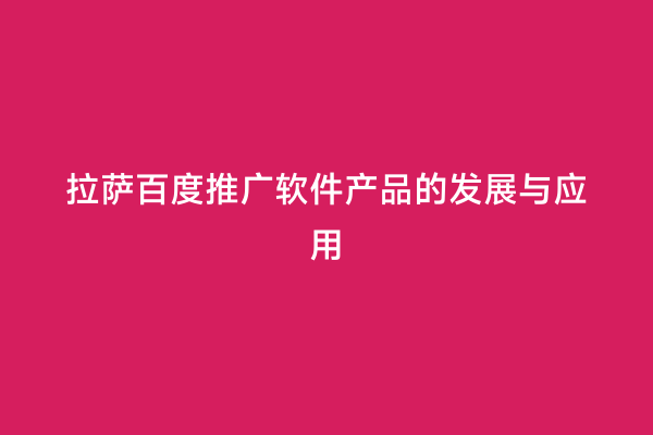 拉萨百度推广软件产品的发展与应用
