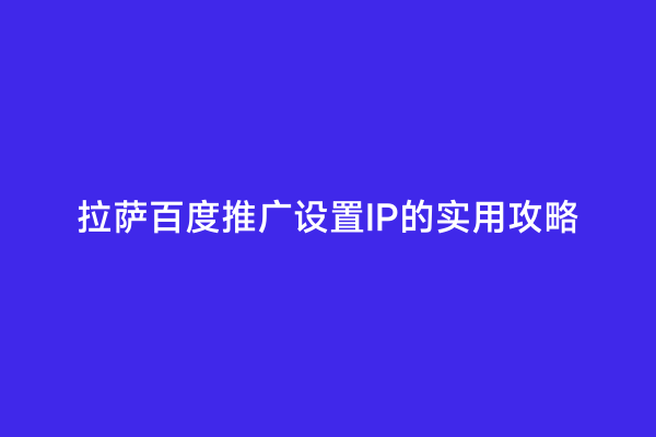 拉萨百度推广设置IP的实用攻略