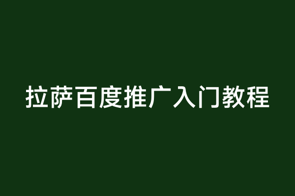 拉萨百度推广入门教程