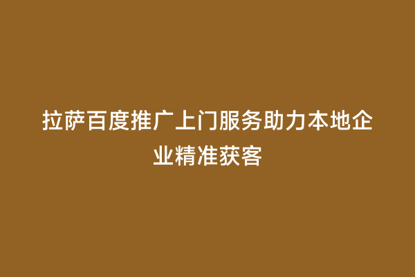 拉萨百度推广上门服务助力本地企业精准获客