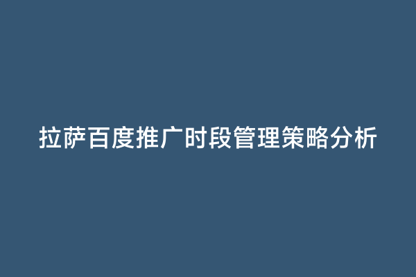 拉萨百度推广时段管理策略分析
