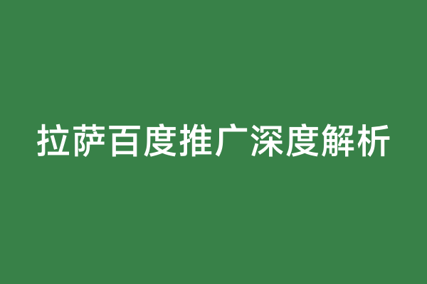 拉萨百度推广深度解析