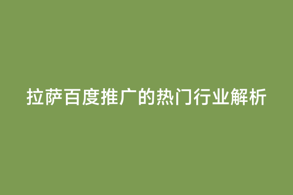 拉萨百度推广的热门行业解析