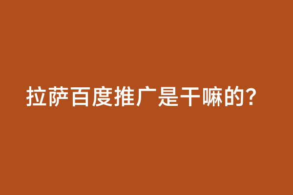 拉萨百度推广是干嘛的？