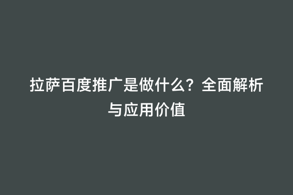 拉萨百度推广是做什么？全面解析与应用价值
