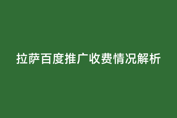 拉萨百度推广收费情况解析