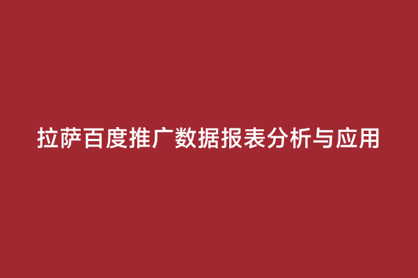 拉萨百度推广数据报表分析与应用
