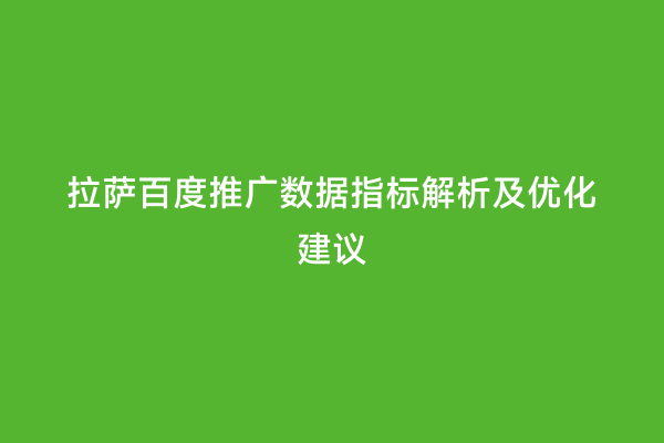 拉萨百度推广数据指标解析及优化建议