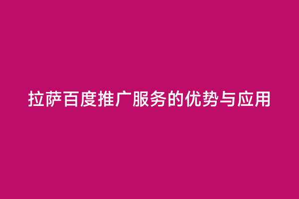 拉萨百度推广服务的优势与应用