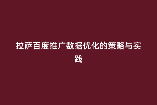 拉萨百度推广数据优化的策略与实践