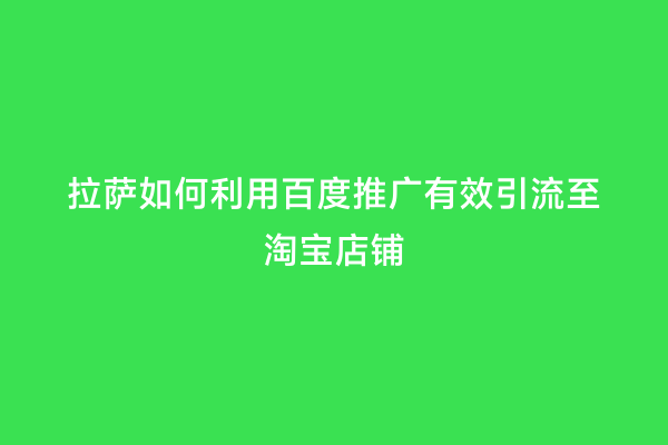 拉萨如何利用百度推广有效引流至淘宝店铺