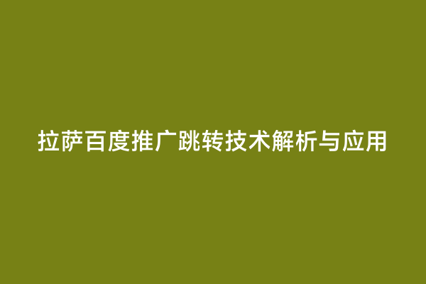 拉萨百度推广跳转技术解析与应用