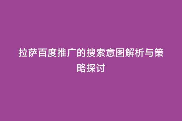 拉萨百度推广的搜索意图解析与策略探讨