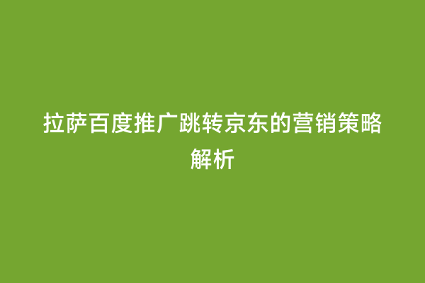 拉萨百度推广跳转京东的营销策略解析