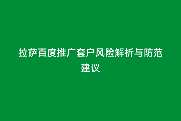 拉萨百度推广套户风险解析与防范建议