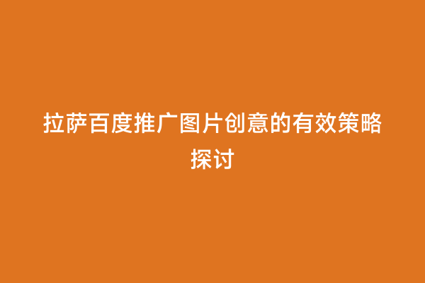 拉萨百度推广图片创意的有效策略探讨