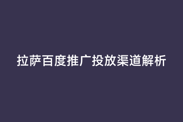 拉萨百度推广投放渠道解析
