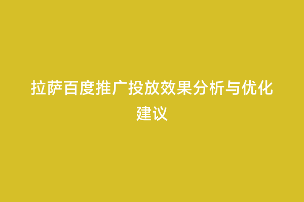 拉萨百度推广投放效果分析与优化建议