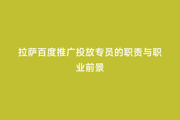 拉萨百度推广投放专员的职责与职业前景