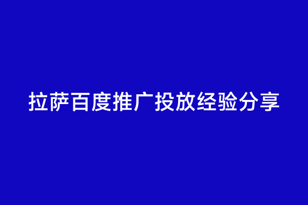 拉萨百度推广投放经验分享