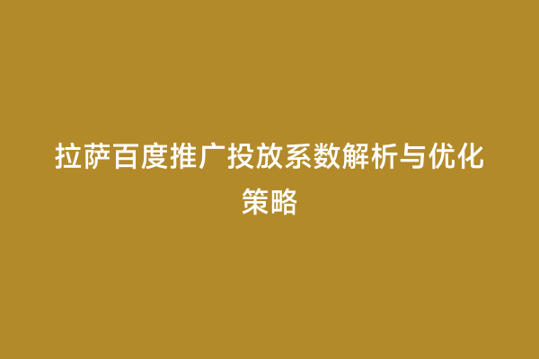 拉萨百度推广投放系数解析与优化策略