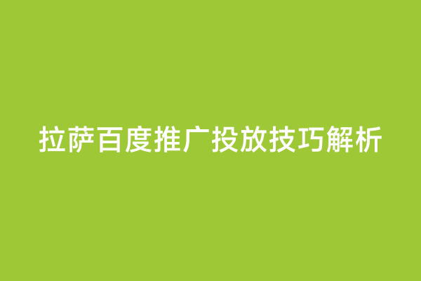 拉萨百度推广投放技巧解析