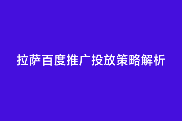 拉萨百度推广投放策略解析